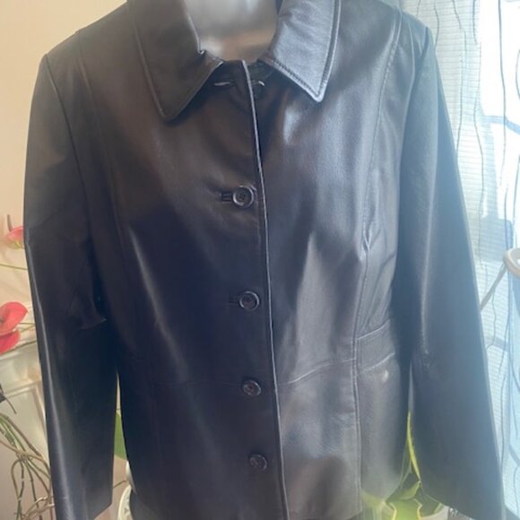 Croft & Borrow Women’s Black Leather Jacket, Size Large - Picture 4 of 6